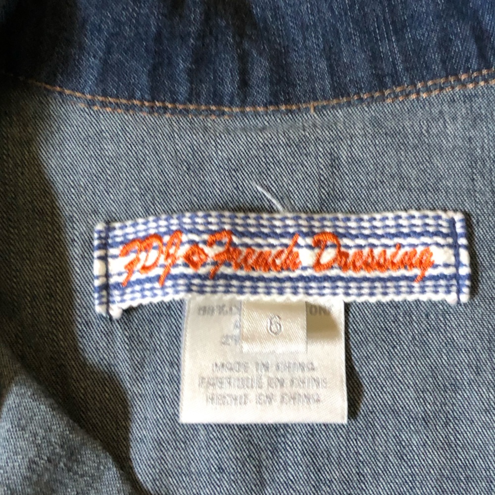 Women's Vintage FDJ French Dressing Blue Denim Button Front Midi Dress size 6 - Picture 9 of 10